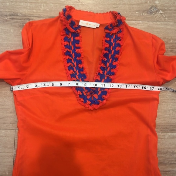 Tory Tunic From Tory Burch SAMBA Orange with Blue Accents Size 2 - Picture 5 of 8